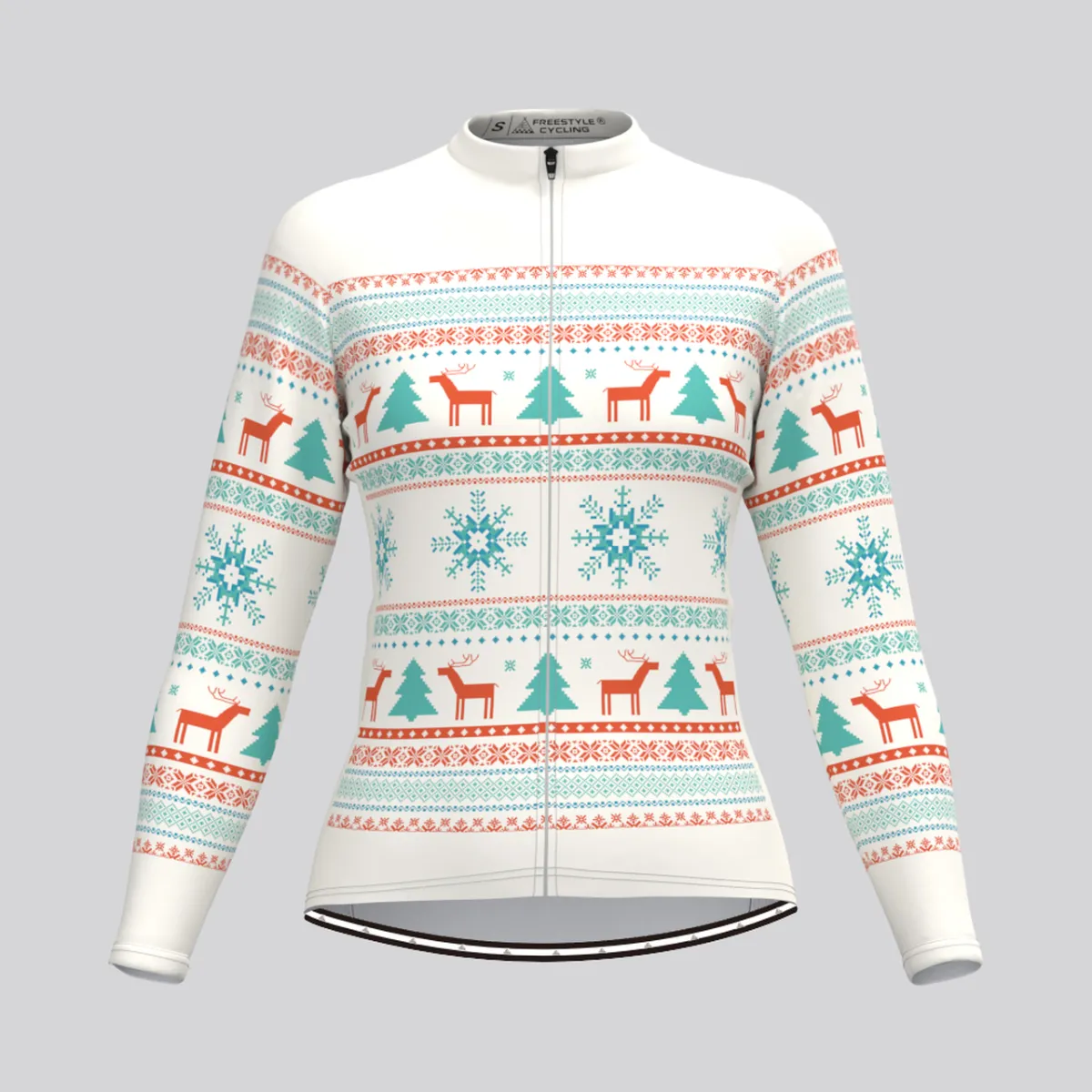 Women's Classic Ugly Christmas sweater LS Cycling Jersey - Beige