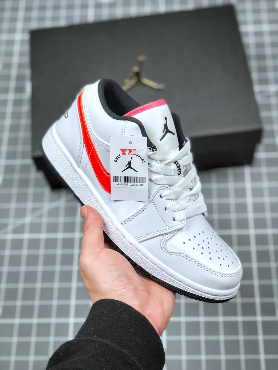 Air Jordan 1 Low 'Multi-color Swoosh' AJ1 White/Black #jordan 1 low white multicolor swoosh