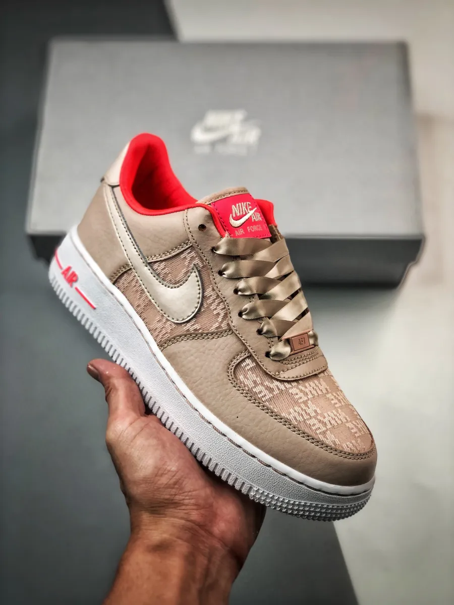Nike Air Force 1 Low Fossil Stone/Laser Crimson/White Fossil Stone Nike