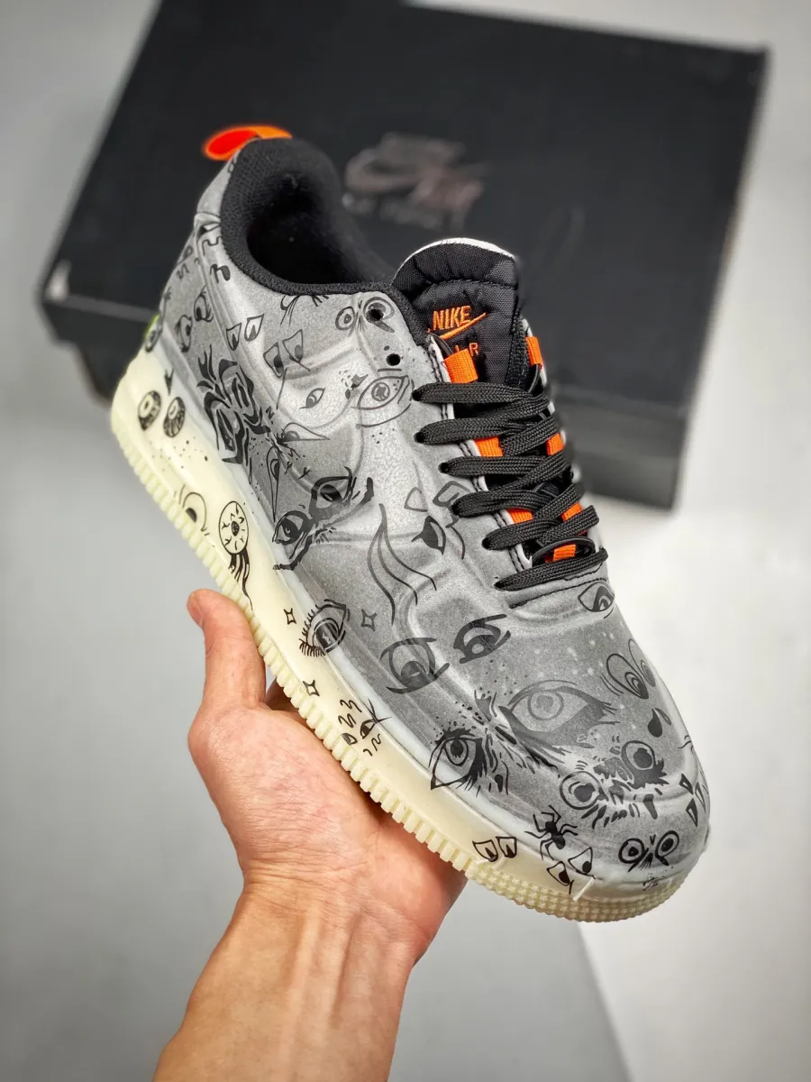 Nike Air Force 1 Experimental 'Halloween' Black Starfish White / af1 experimental