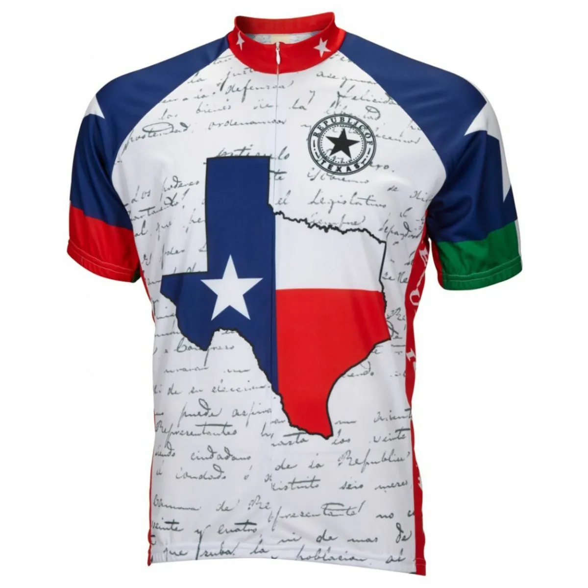 Texas Lone Star State Short sleeve 16" zip men's cycling jersey
