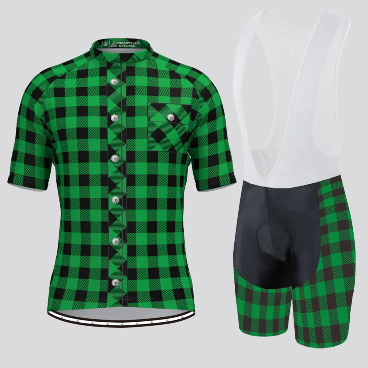 Plaid Checkered Shirt V2 Men's Cycling Kit Green Brand New