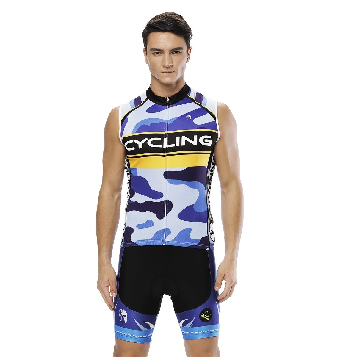 Blue Camo Men's Cycling Sleeveless Bike Jersey/Kit T-shirt Summer Spring Road Bike Wear Mountain Bike MTB Clothes Sports Apparel Top / Suit NO. 816