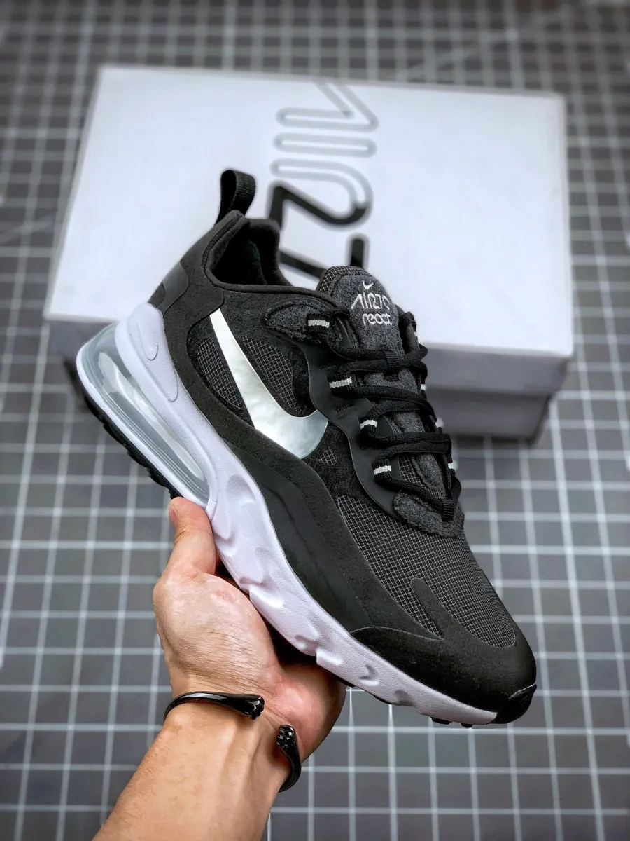Nike Air Max 270 React Black/Metallic Silver/White CQ4598-071 For Sale