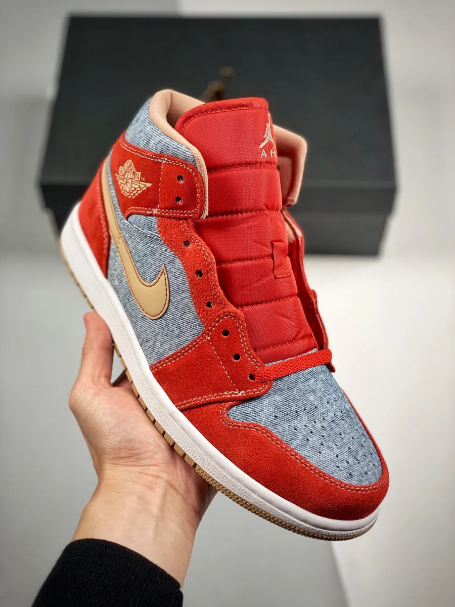 Air Jordan 1 Mid 'Denim Red' / air jordan 1 mid denim red