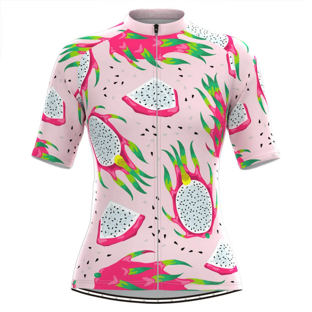 Women's Pitaya Fruit Print Cycling Jersey Pink New Releases