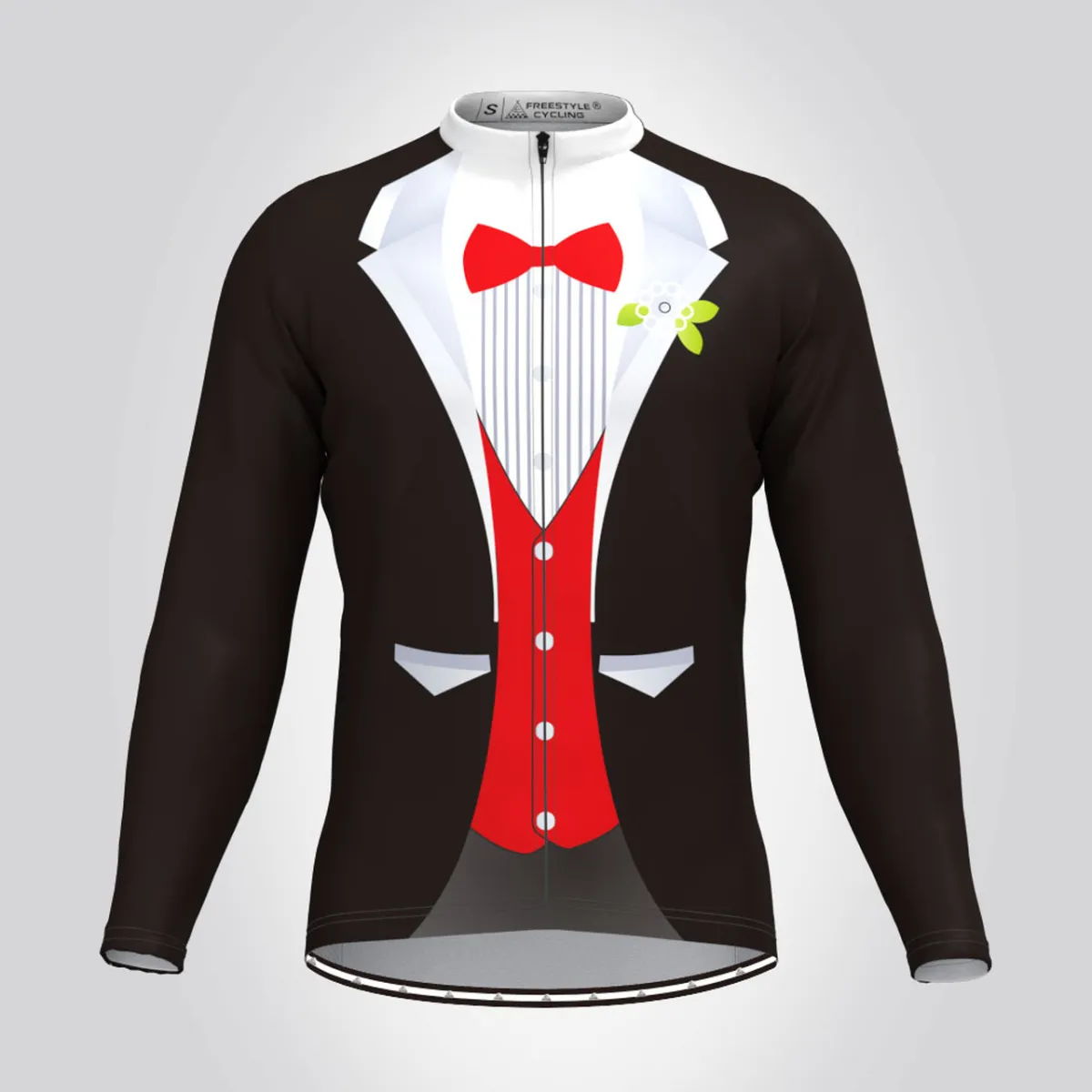 Men's Tuxedo Short LS Cycling Jersey Red Brand New