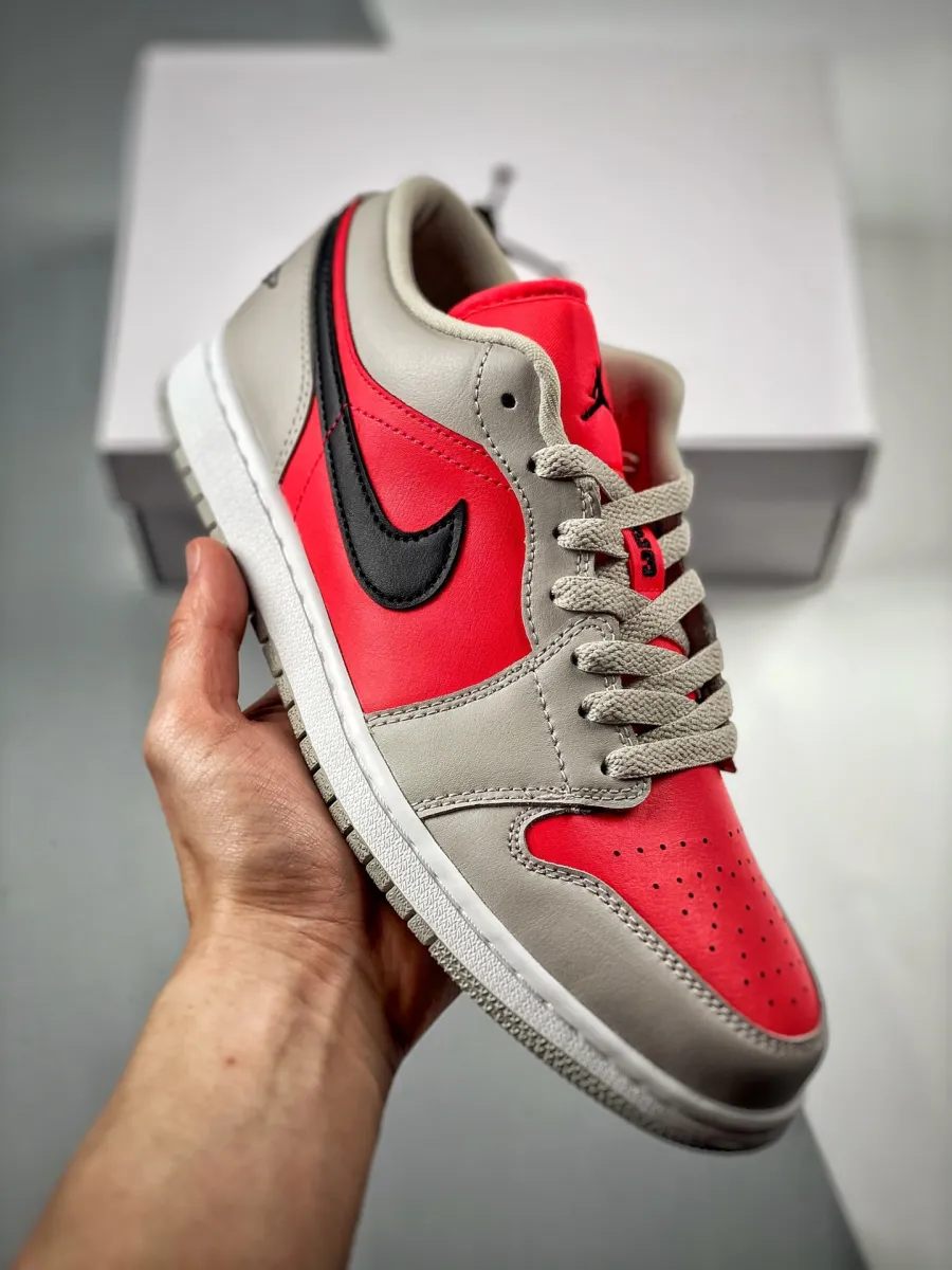 Air Jordan 1 Low Light Iron Ore DC0774-060 / jordan 1 retro low light iron ore siren red