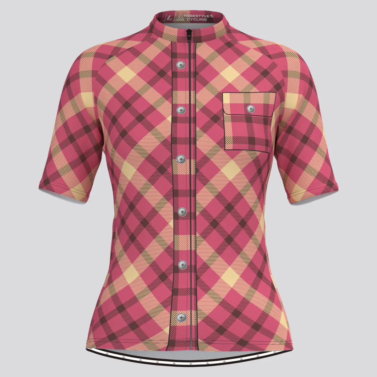 Plaid Checkered Shirt V24 Women's Cycling Jersey For Sale