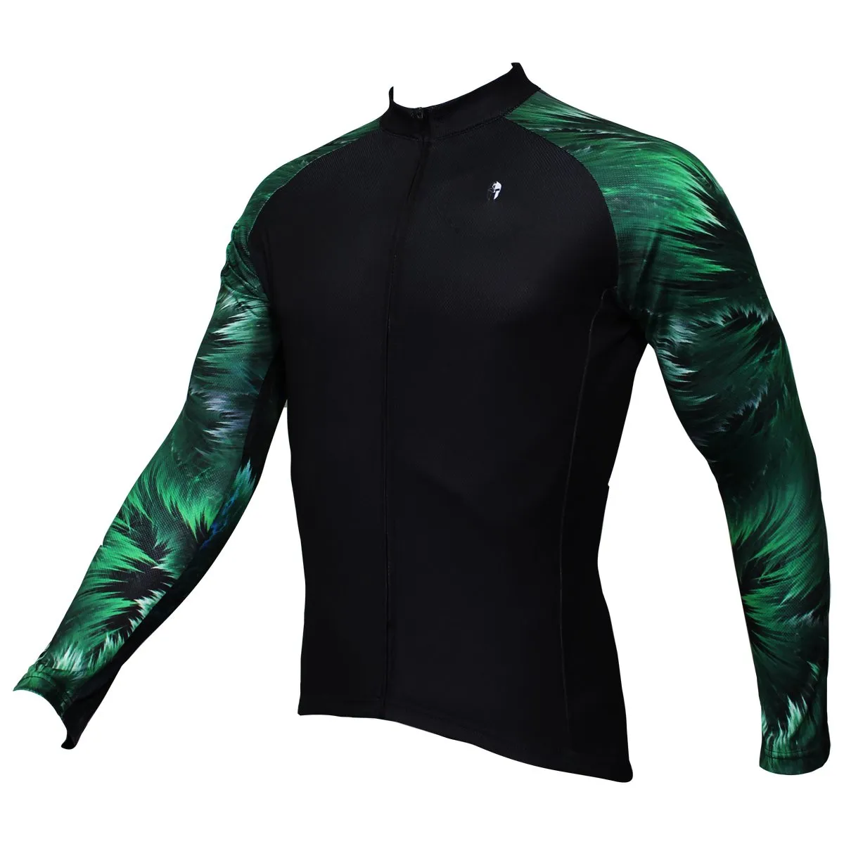 ILPALADINO Green Cool Graphic Arm Men's Cycling Long-sleeve Black Jerseys - Spring Summer Exercise Bicycling Pro Cycle Clothing Racing Apparel Outdoor Sports Leisure Biking Shirts Team Kit Individual Styles NO.364