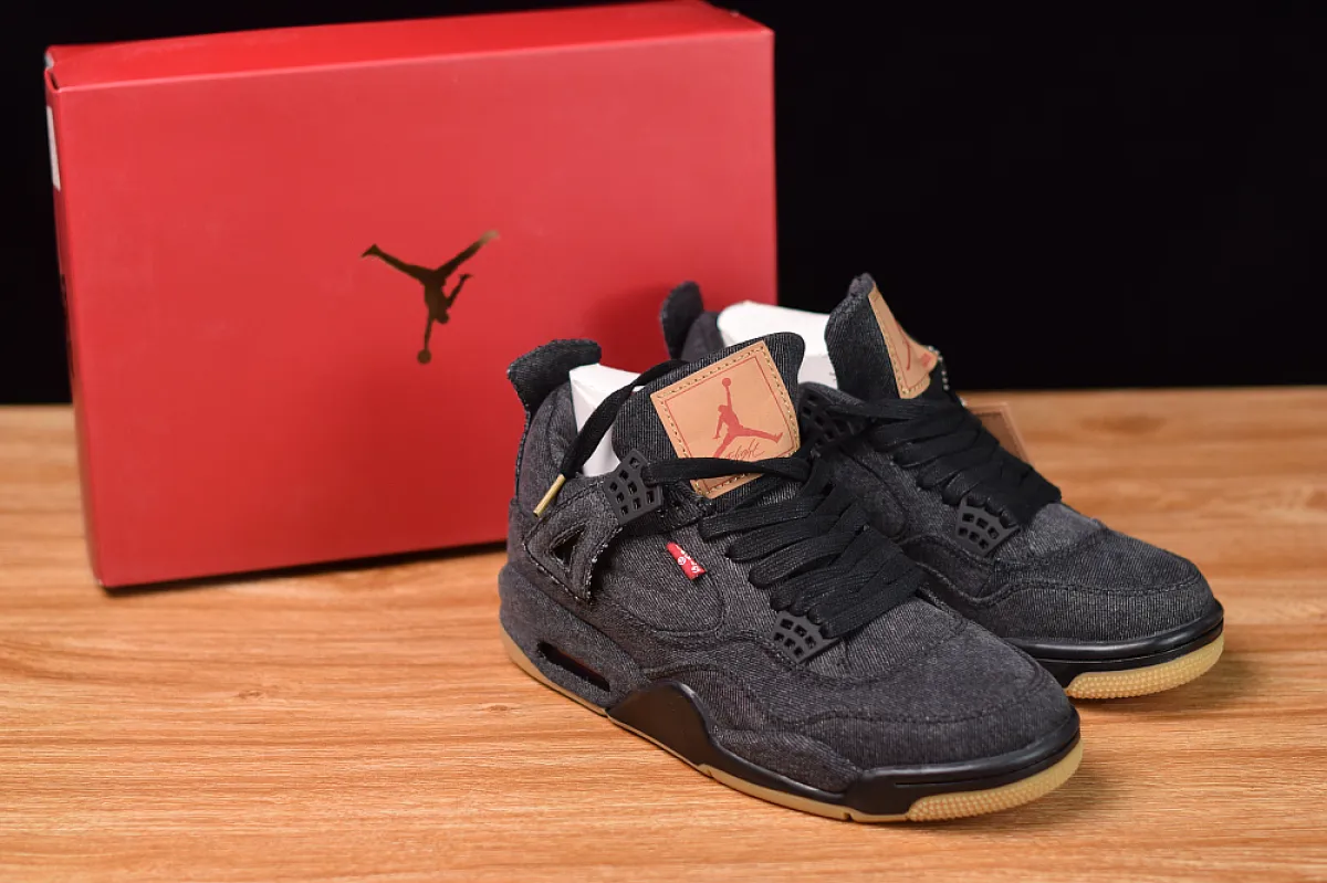 Levis x Nike Air Jordan 4 Black AO2571-001 / levis x jordan 4