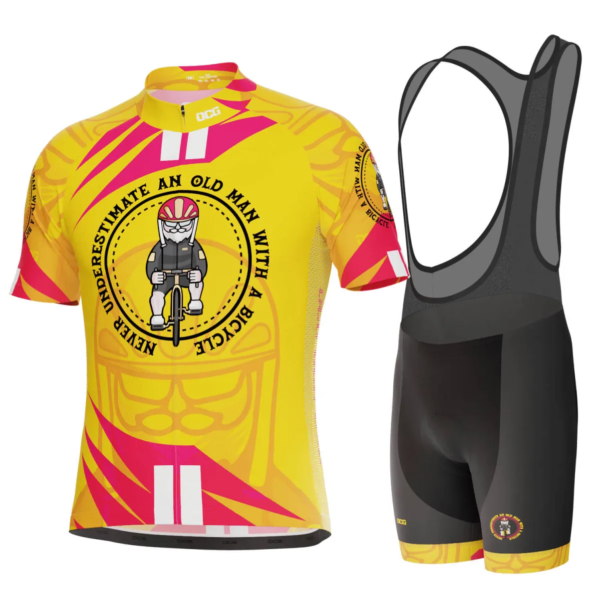 Men's Never Underestimate Old Man Bicycle Short Sleeve Cycling Kit
