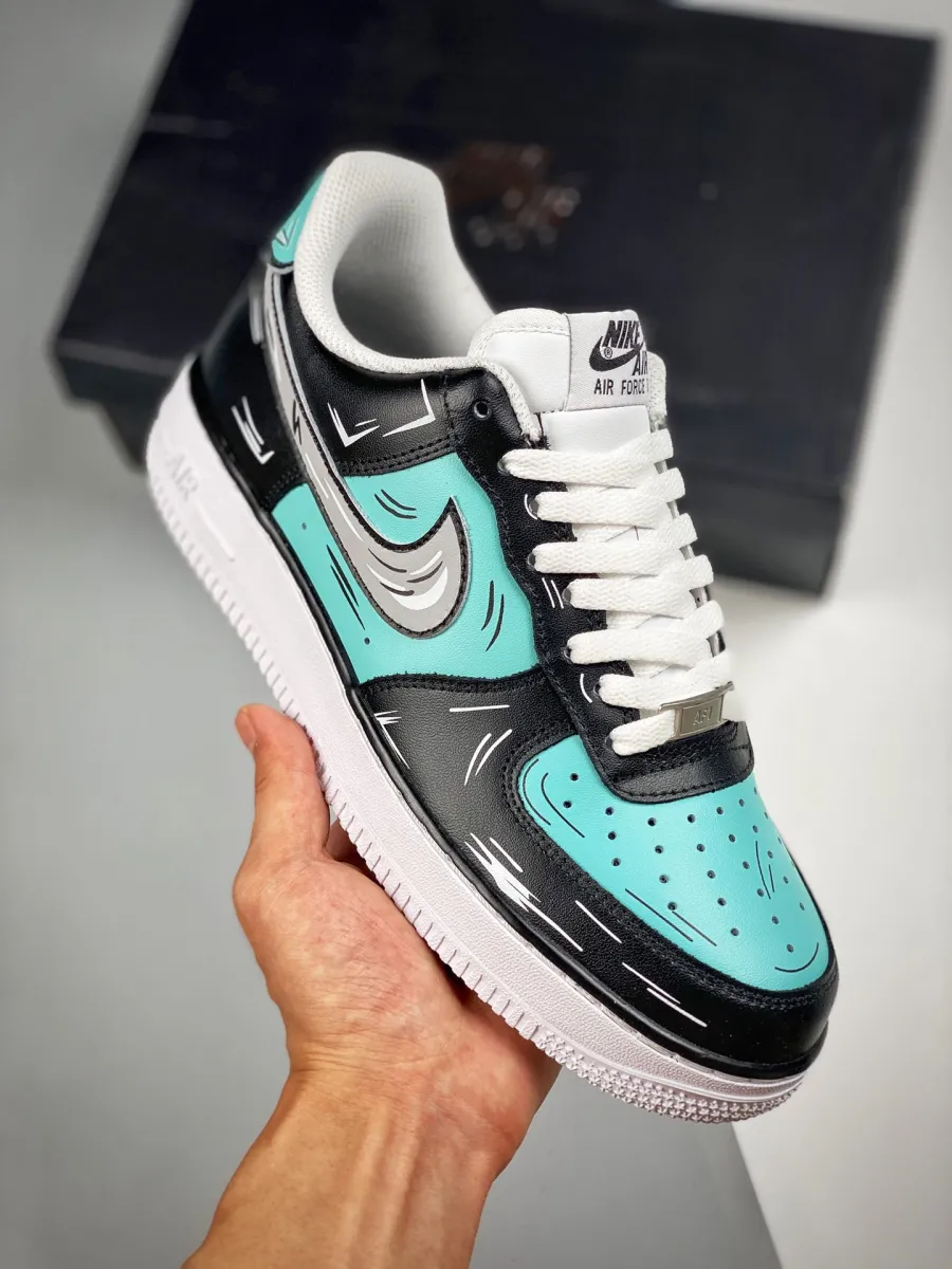 Custom Nike Air Force 1 Low Black Green - green and black nike sneakers