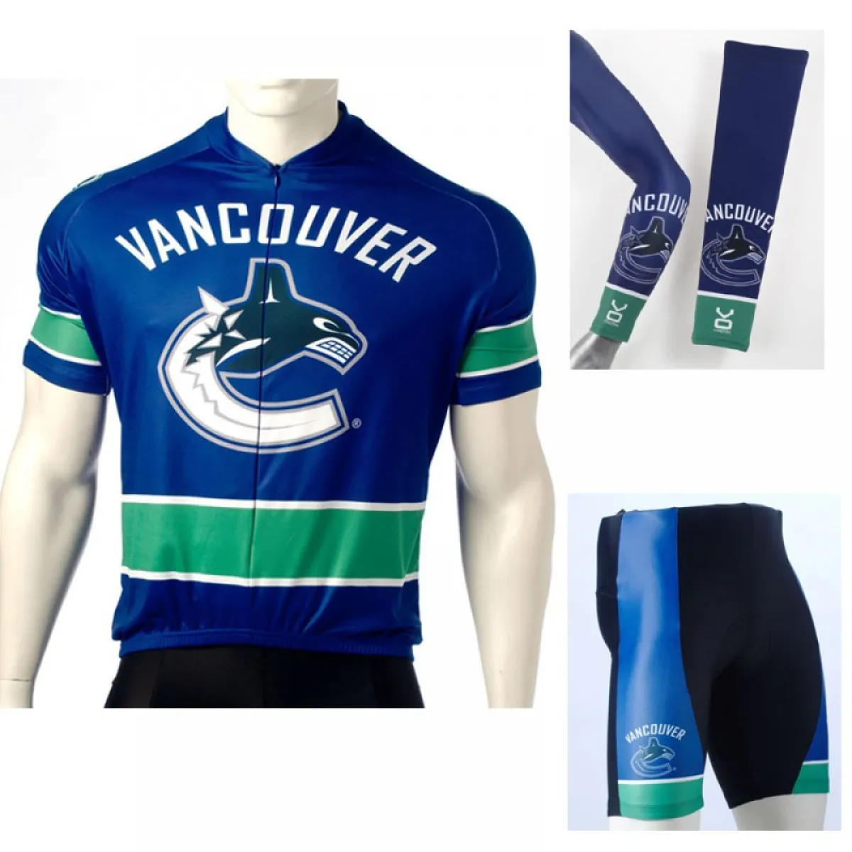 NHL Vancouver Canucks Cycling Jerseys Bib Shorts Arm Warmers