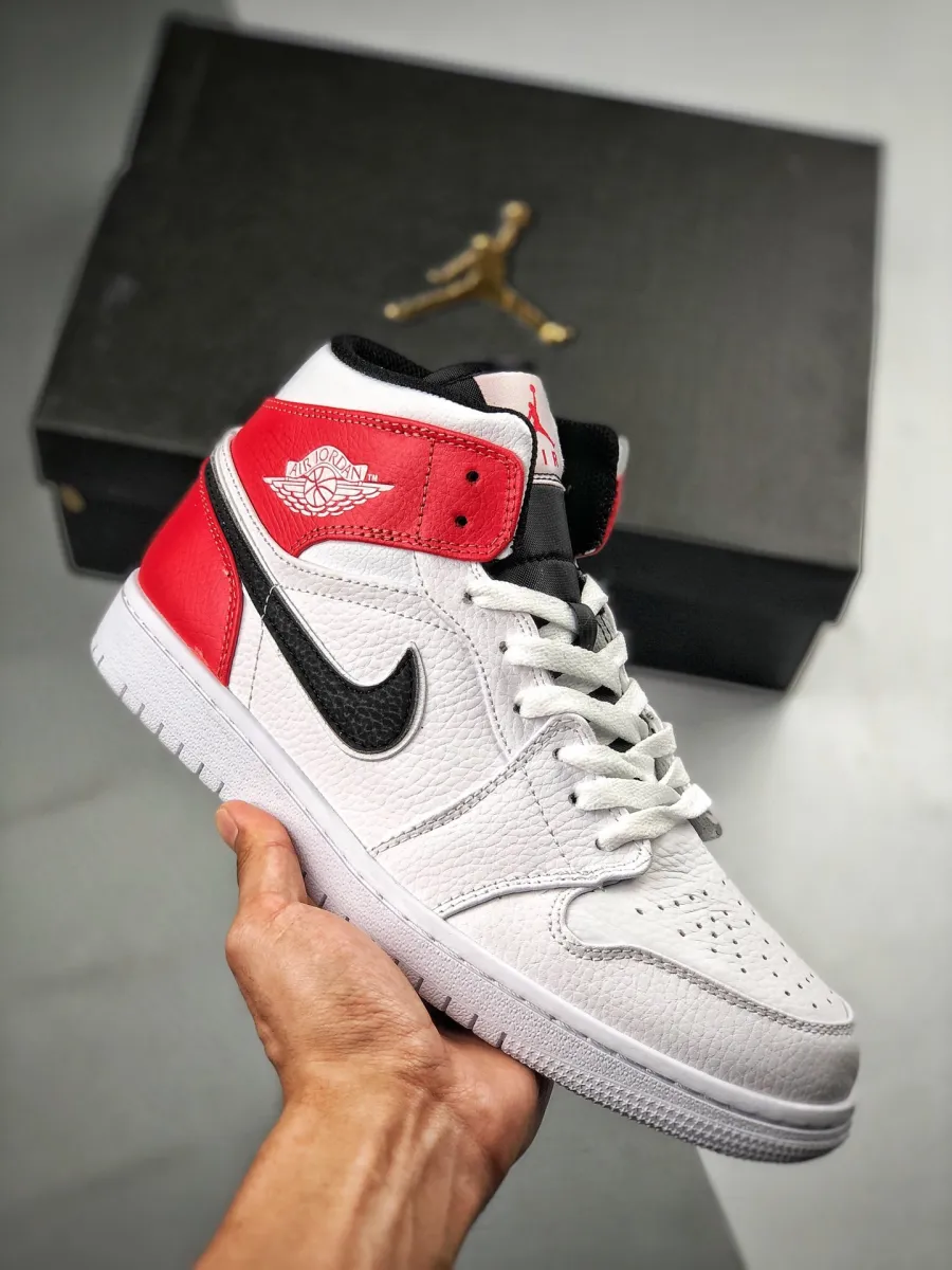 Air Jordan 1 Mid 'White Chicago' AJ1 Black-University Red jordan 1 chicago fit