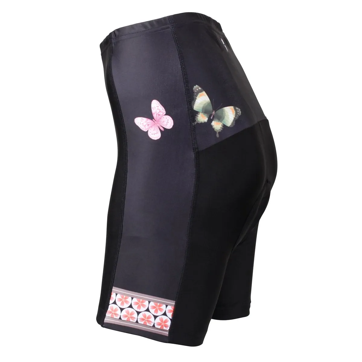 Womens Bike Shorts with 3D Gel Padded,Cycling Women's Shorts (Butterfly FLOWER) 548