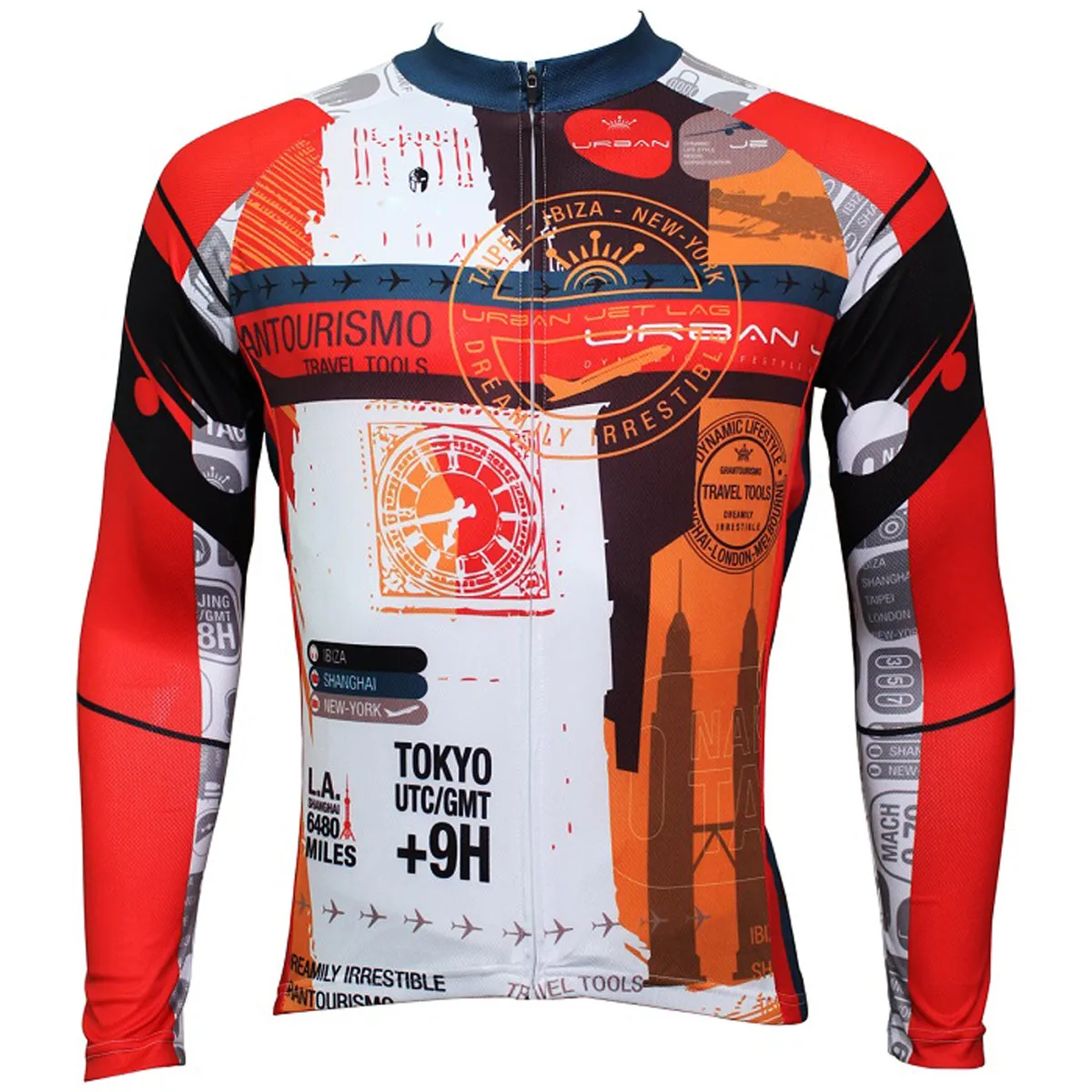 Top Men's Full-zipper Long-sleeve Cycling Jeysey Slim Fit with Red & Orange Colors Black-strip Outdoor Sport Fasion Shirt Breathable Quick Dry for Fall Autumn 379(velvet)