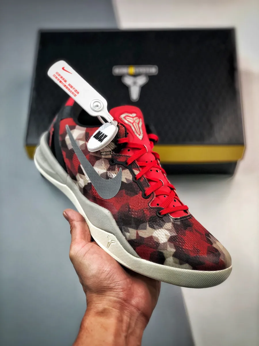 Nike Kobe 8 System 'Milk Snake' University Red/Sail-Peal Grey 555035-601 #kobe 8 red