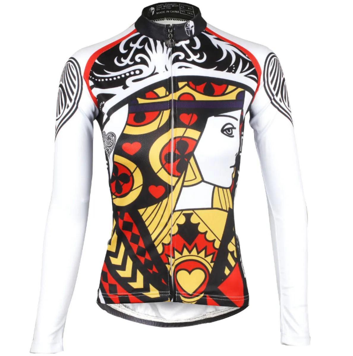 ILPALADINO Playing Cards Poker Face Heart Queen Women's Long Sleeves Cycling Jerseys Bike Shirt Face Cards Court Cards Spring Autumn Pro Cycle Clothing Racing Apparel Outdoor Sports Leisure Biking shirt NO.641