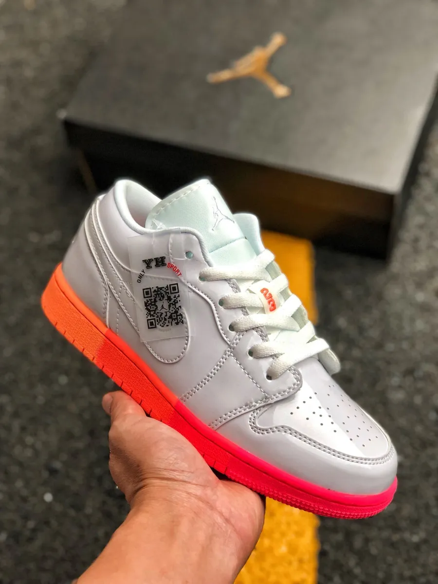 Jordan 1 Low GS White Crimson Mango For Womens 554723-100 #sunset jordan