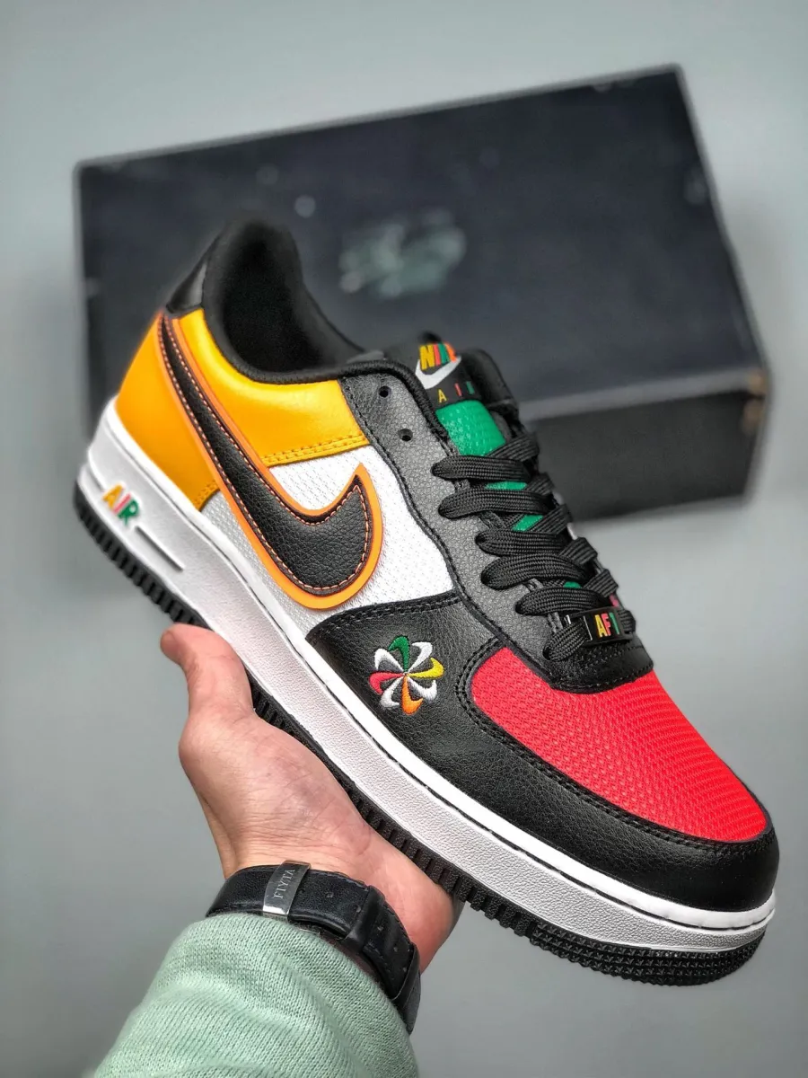 Nike Air Force 1 'Sunburst' Black White Yellow Red nike sunburst