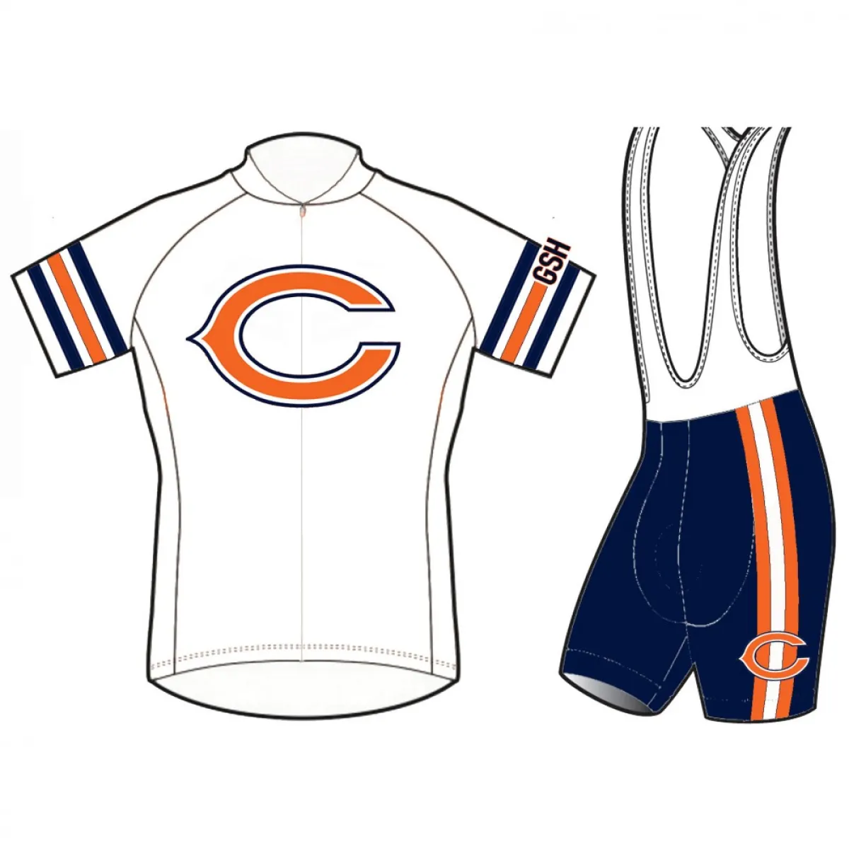 NFL Chicago Bears White Cycling Jerseys (bib) Shorts