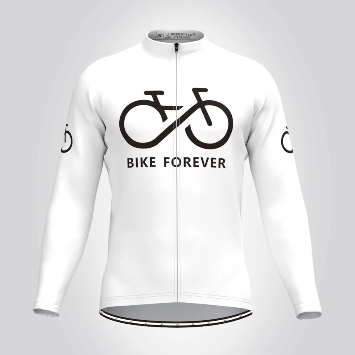 Men's Bike Forever LS Cycling Jersey - White Restock