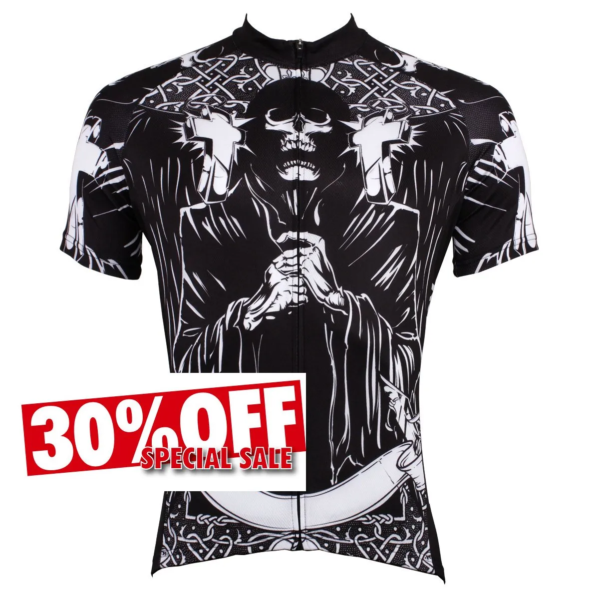 Men's Black Cycling Jersey Prayer Skull NO. 516 Outlet