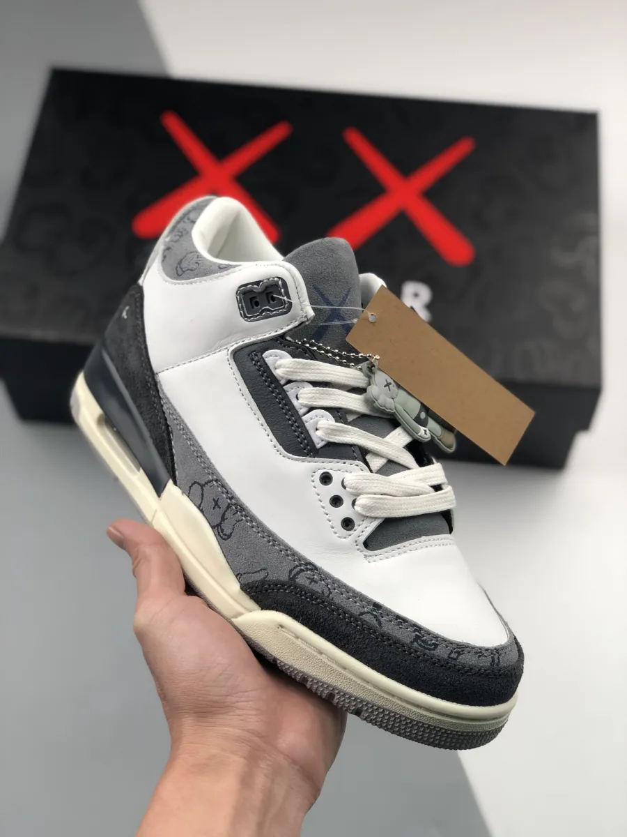 KAWS x Air Jordan 3 White Grey Black - jordan 3 on sale