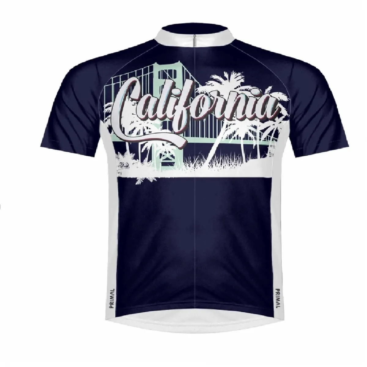 Primal Wear California Dreamin Men's Sport Cut Full Zip Short Sleeve Cycling Jersey, Primalwear CALDJ20M-M