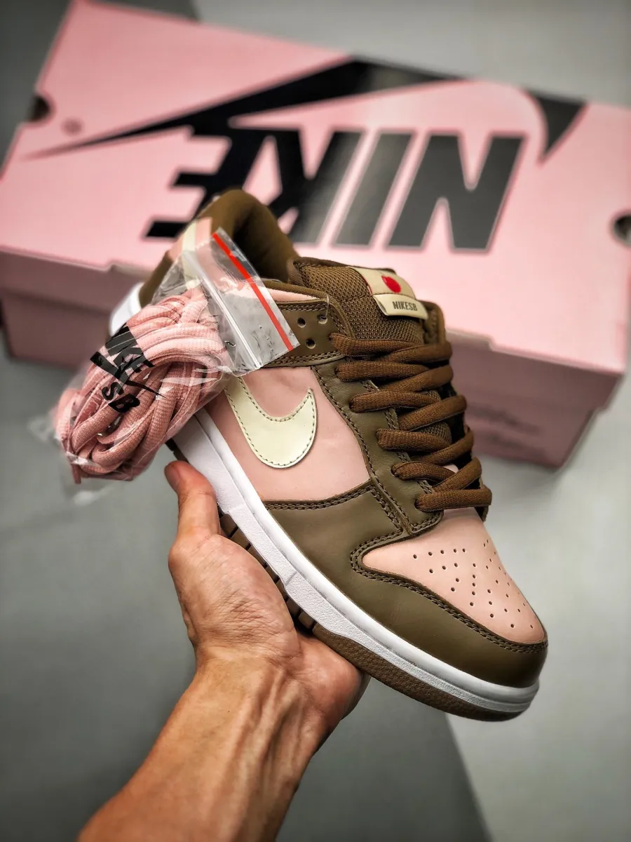 Stussy x Nike Dunk SB Low Cherry Dark Khaki/Vanilla/Shy Pink 304292-671 - nike dunk stussy