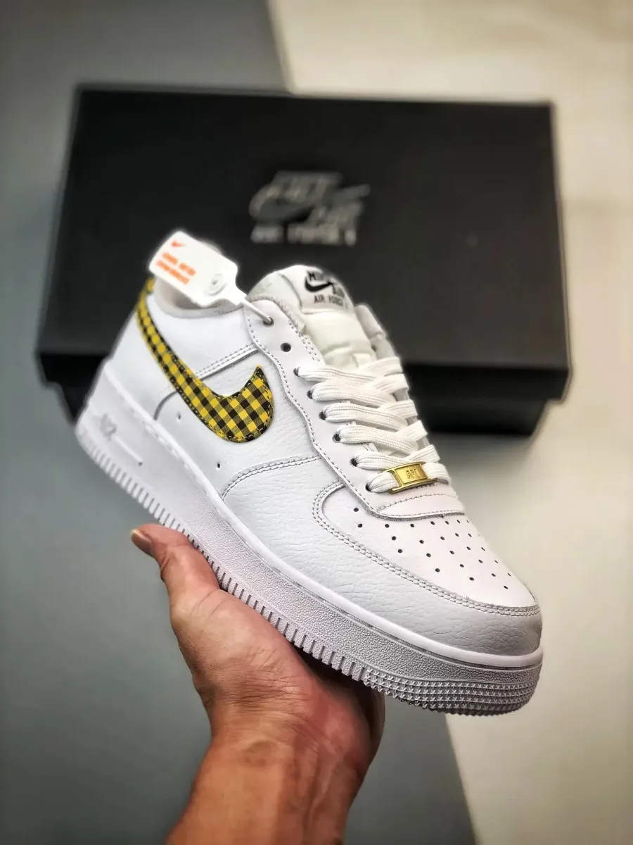 Nike Air Force 107 Low ESS Gingham Bronzine #Gingham Tennis Shoes DZ2784-102