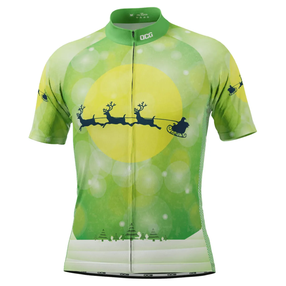 Men's Santa Sleigh Short Sleeve Cycling Jersey For Sale