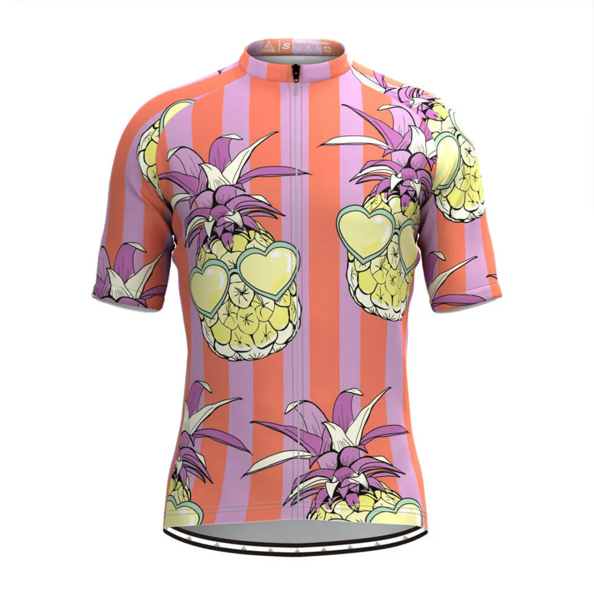 Men's Pineapple Print Stripe Cycling Jersey New Releases