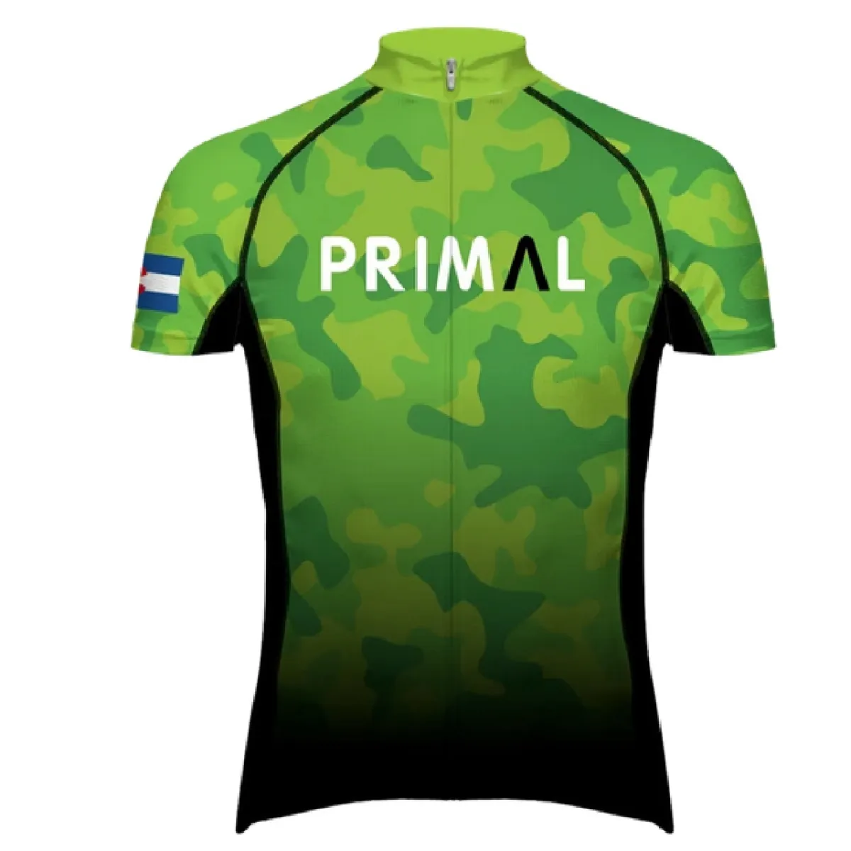 Primal Wear Neon Camo Men's Evo full zip Slim Fit short sleeve Cycling Jersey