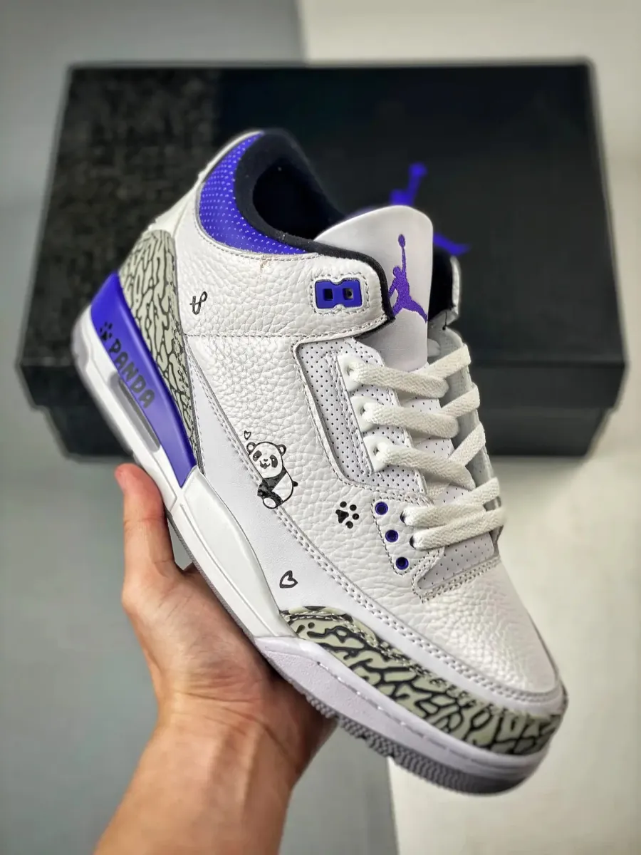 Panda x Air Jordan 3 White/Black-Dark Iris | JORDAN 3 BLACK IRIS