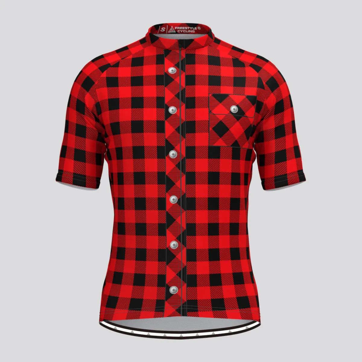 Plaid Checkered Shirt V2 Men's Cycling Jersey Red Outlet