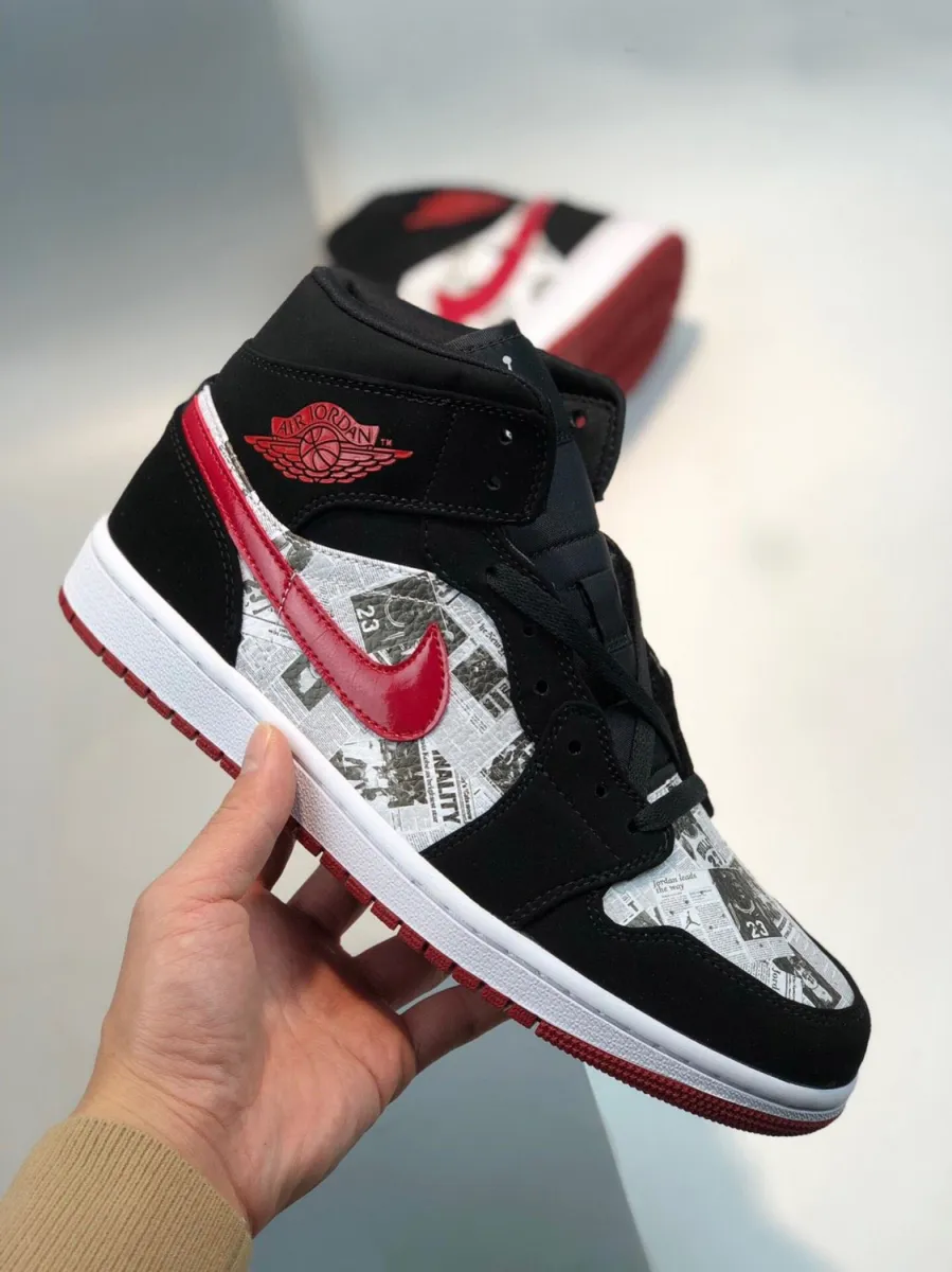 Nike Air Jordan 1 Mid Newspaper Air Times #jordan newspaper shoes