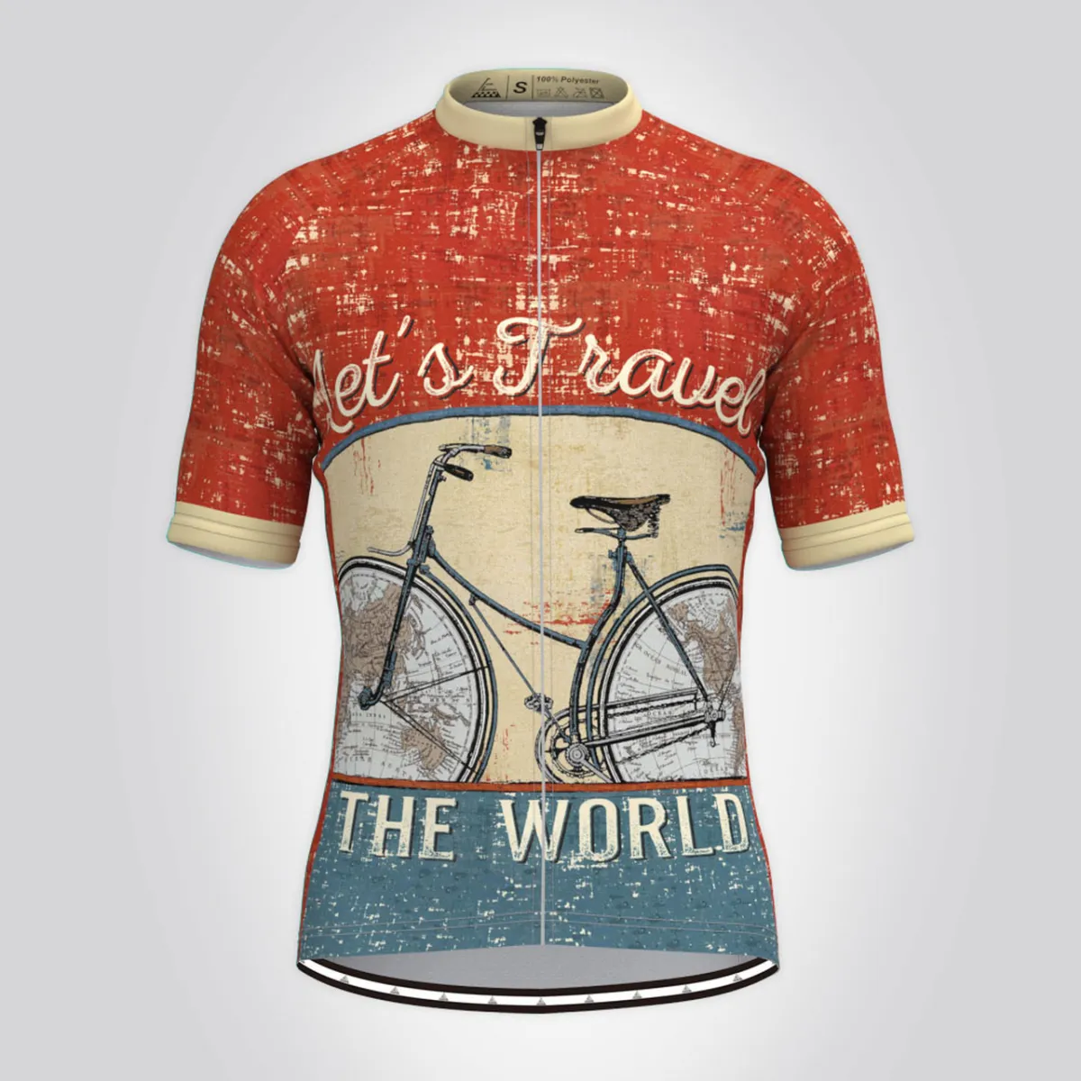 Let's Travel The World Cycling Jersey Red For Sale