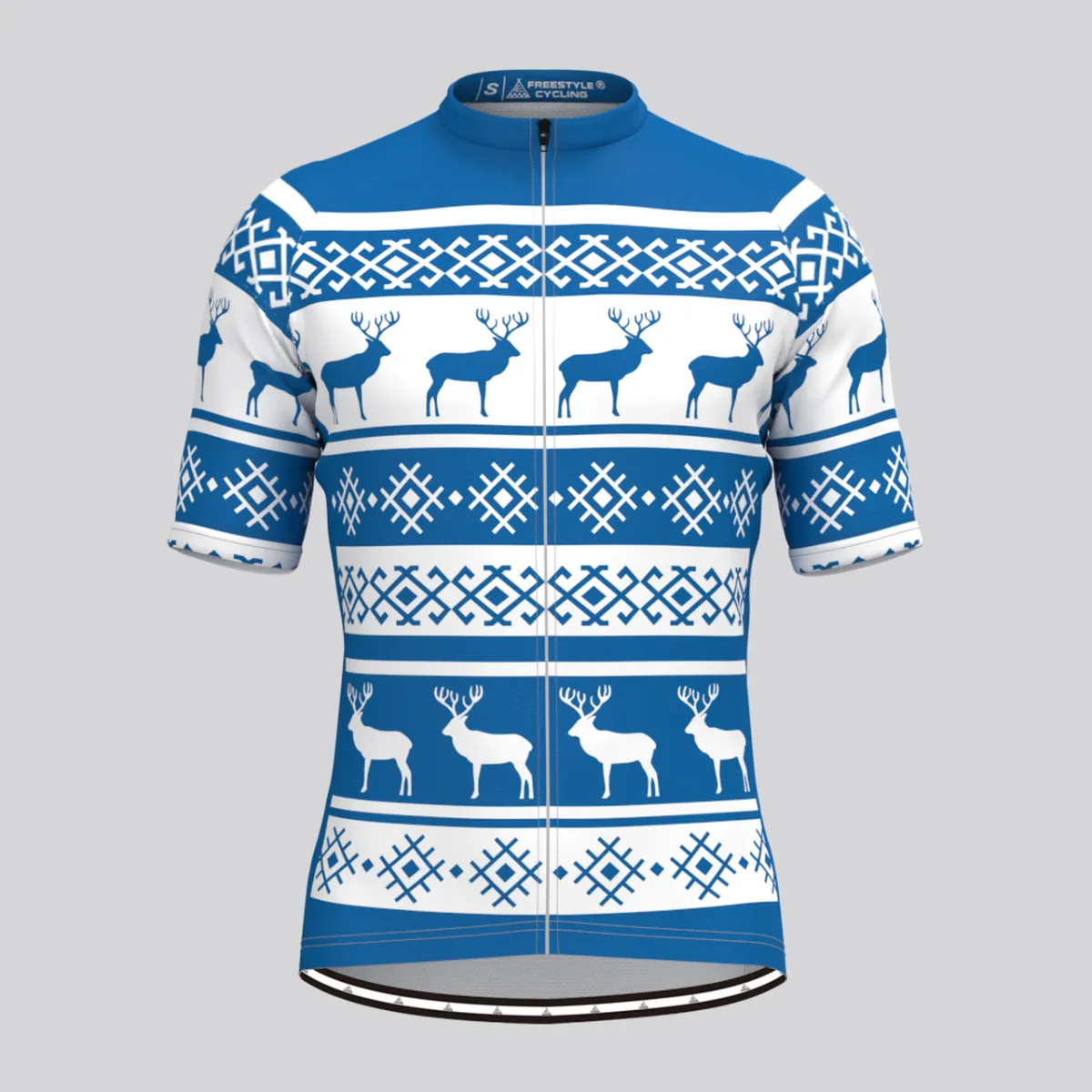 Men's Classic Ugly Christmas sweater Cycling Jersey - Blue