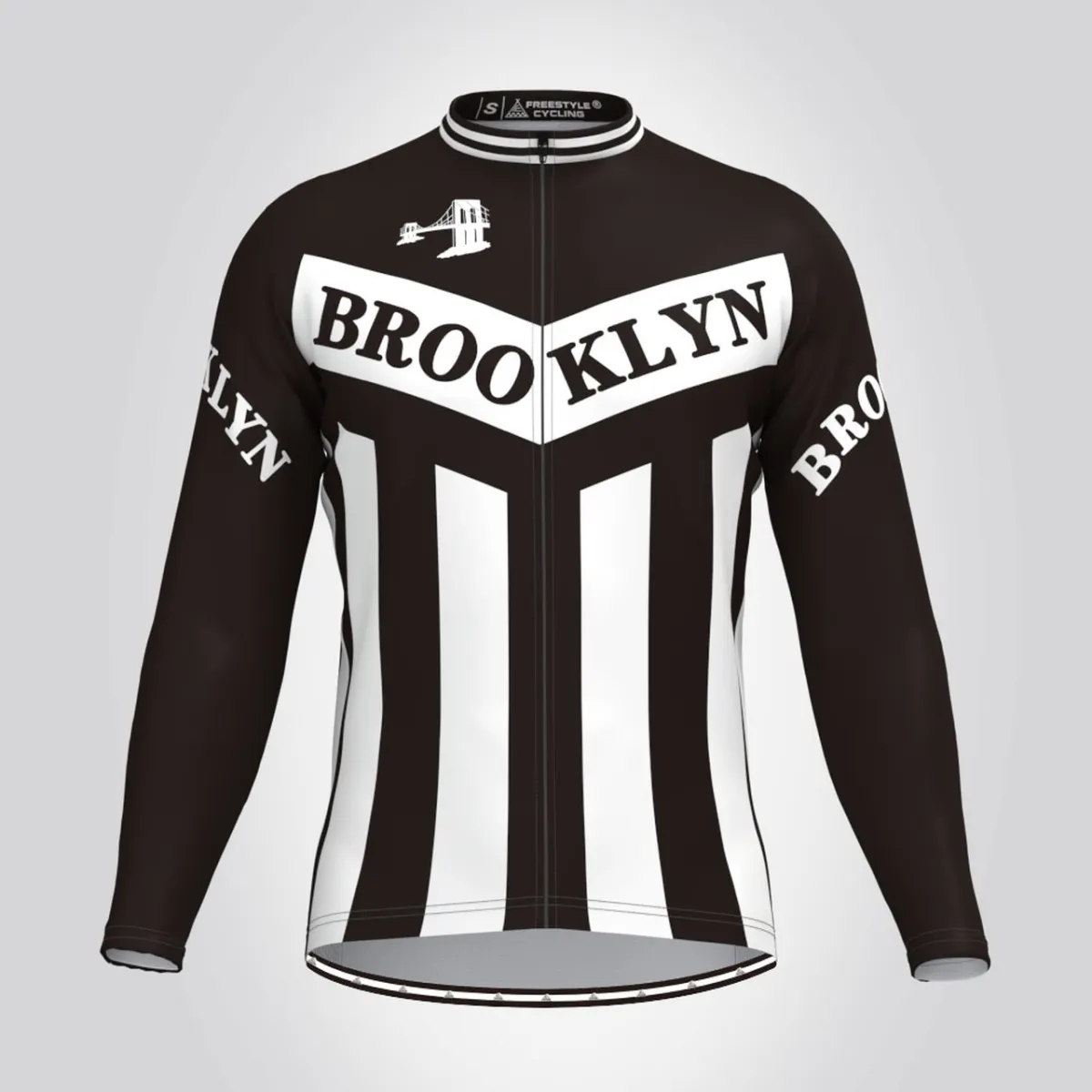 Retro Brooklyn Team Long Sleeve Men's Cycling Jersey Black