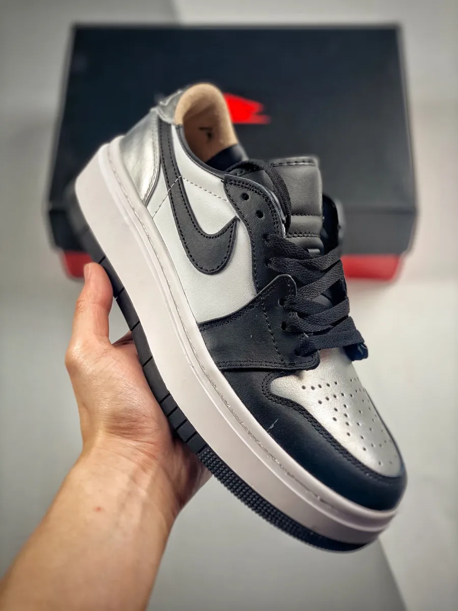 Air Jordan 1 Low LV8D Silver Toe For Womens DQ8561-001 Air Jordan 1 Elevate Low Black And White