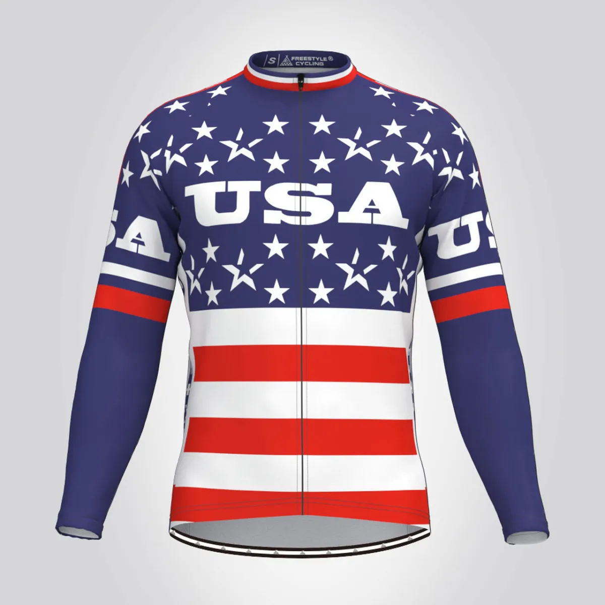 USA Stars Stripe Flag Men's LS Cycling Jersey Online