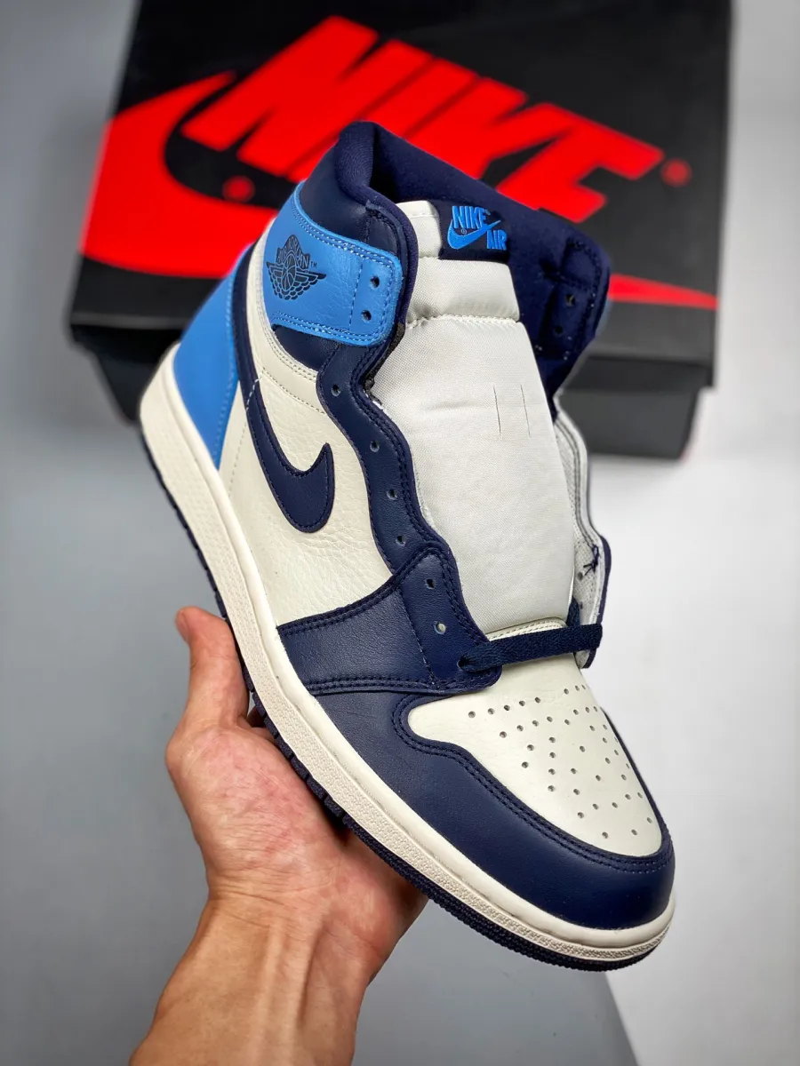 Air Jordan 1 Retro High OG 'Obsidian' 555088-140 - air jordan 1 retro high og sail obsidian university blue