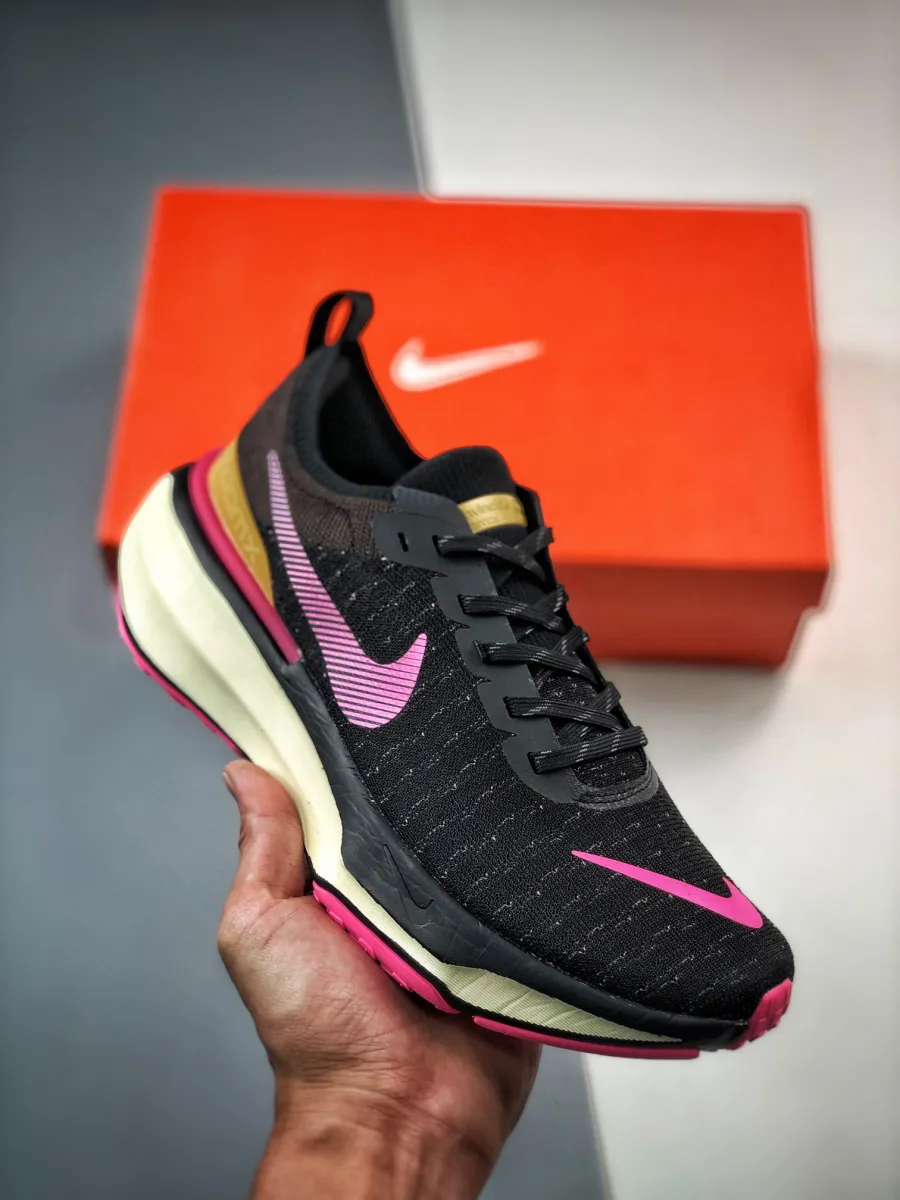 Nike ZoomX Invincible Run Flyknit 3 Earth/Black/Wheat Gold/Pink Spell DR2660-200 Brand New