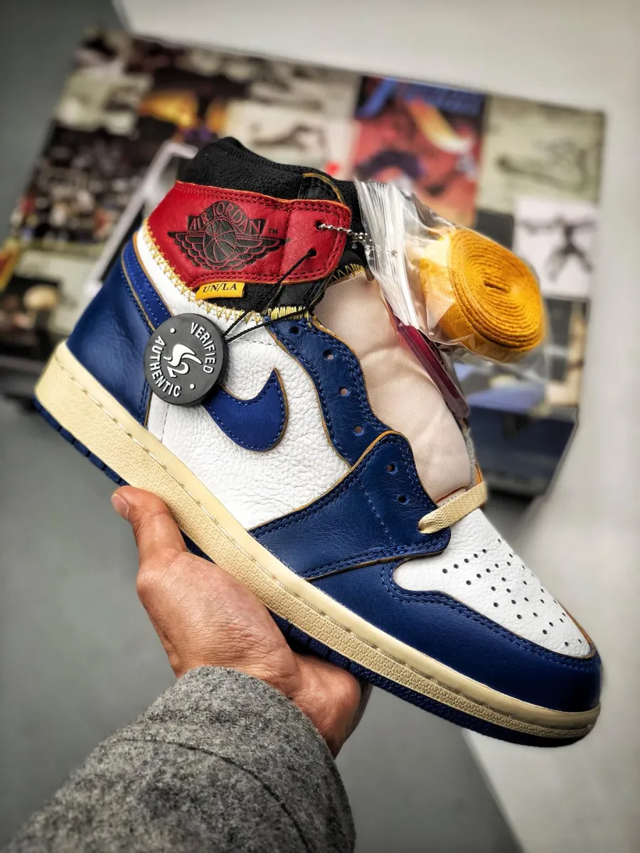 Air Jordan 1 Retro Hi Nrg / Un Union – WHITE/STORM BLUE-VARSITY RED AJ1 / aj1 x union