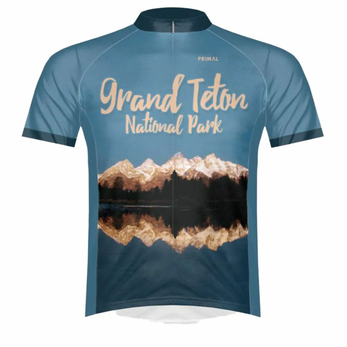 Primal Wear Grand Teton National Park men's Sport Cut Full Zip Short Sleeve Cycling Jersey