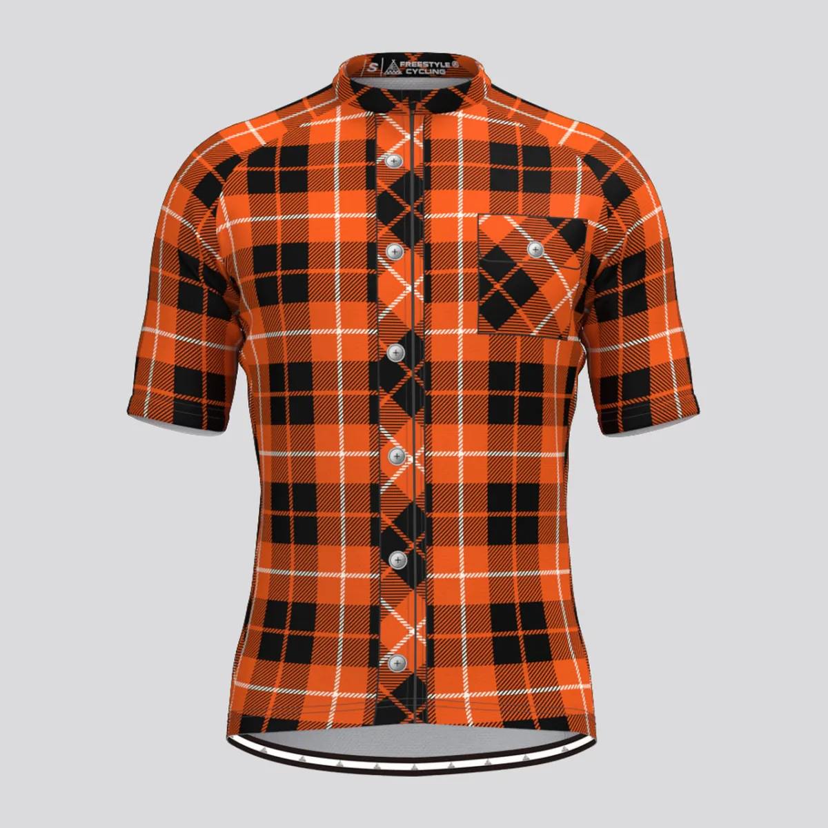 Plaid Checkered Shirt V3 Men's Cycling Jersey Orange Outlet