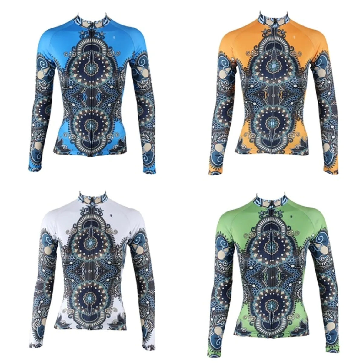 Ilpaladino Women's Long-sleeve Cycling Jersey Summer Spring Autumn Pro Cycle Clothing Racing Apparel Outdoor Sports Leisure Biking shirt Blue/ Orange/ White/Green NO.314