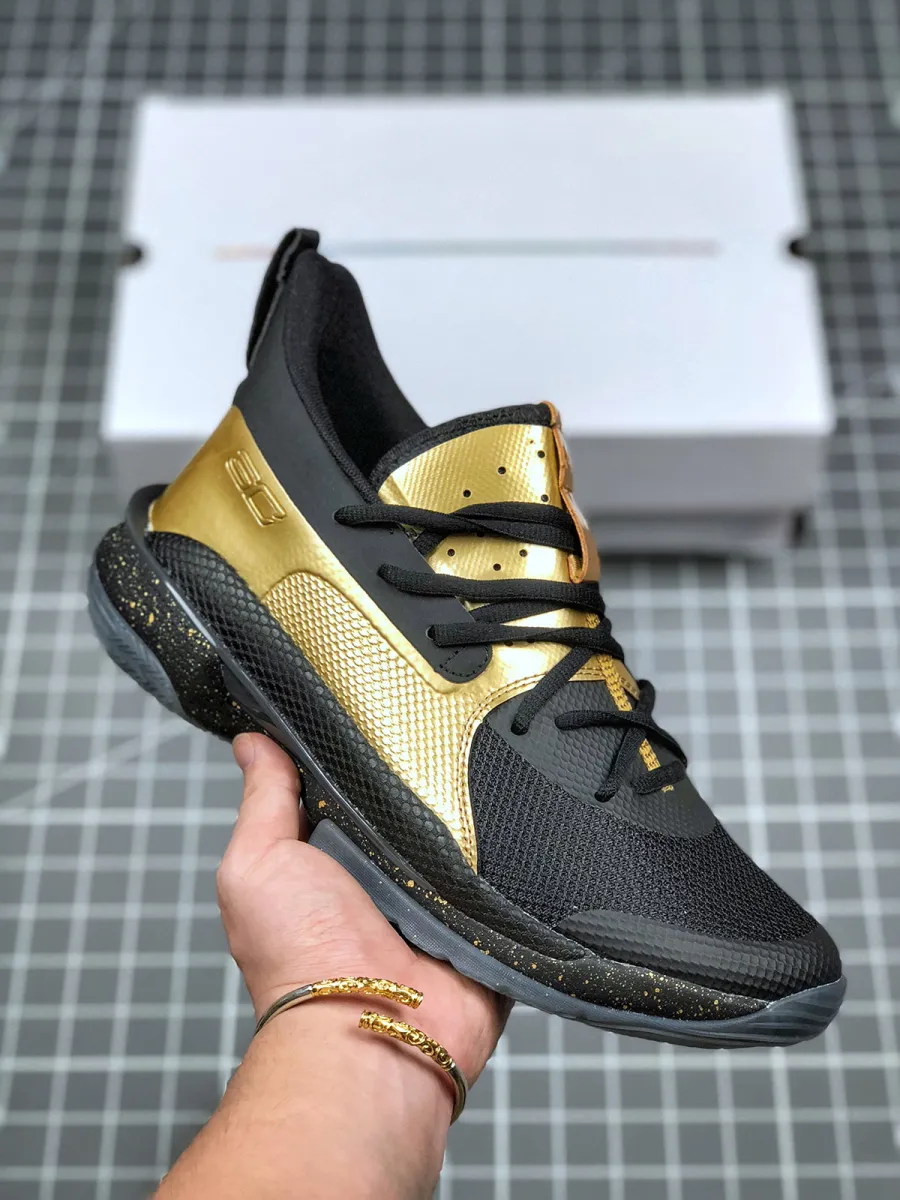 Under Armour Curry 7 'Earn It' Black/Gold Curry Shoes Black And Gold